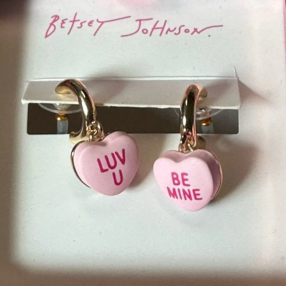 Betsey Johnson Pink Candy Heart Earrings